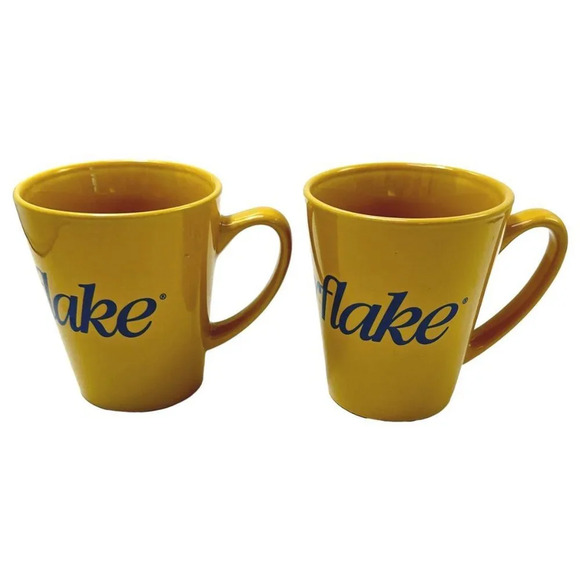 TenderFlake Mugs Lot 2 Gold Yellow Pastry Baking Lard Canada Coffee - Picture 3 of 7